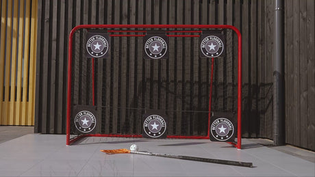 Floorball goal with shooting targets outdoors